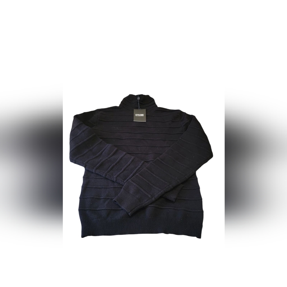 STYLEWE Black Turtleneck Sweater with Ribbed Knit Design